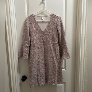 Anthropologie Maeve Susie Swing Dress Tweed V-Neck Bell Sleeve Fall Sz Small